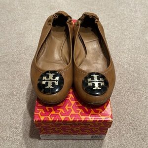 Tory Burch well-loved sand ballet flats. Very comfortable.